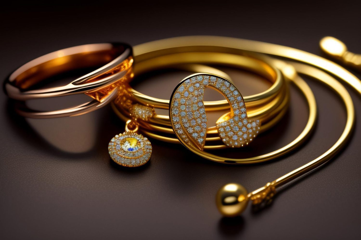 collection gold bangles bracelets with diamonds them