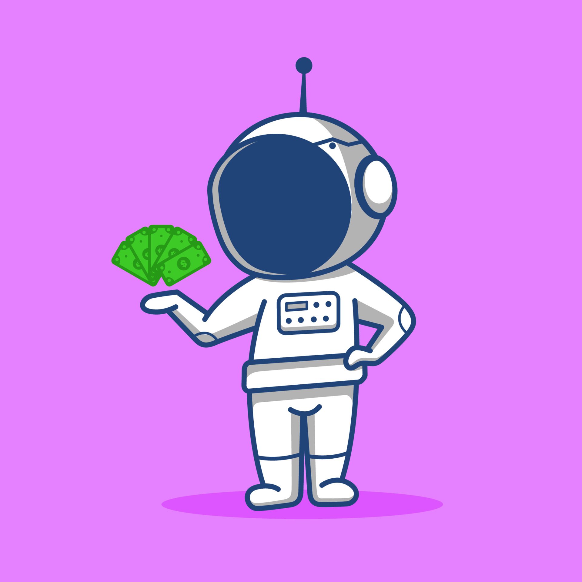 vecteezy cartoon chibi astronaut holding a lot of money in his hands 7995723