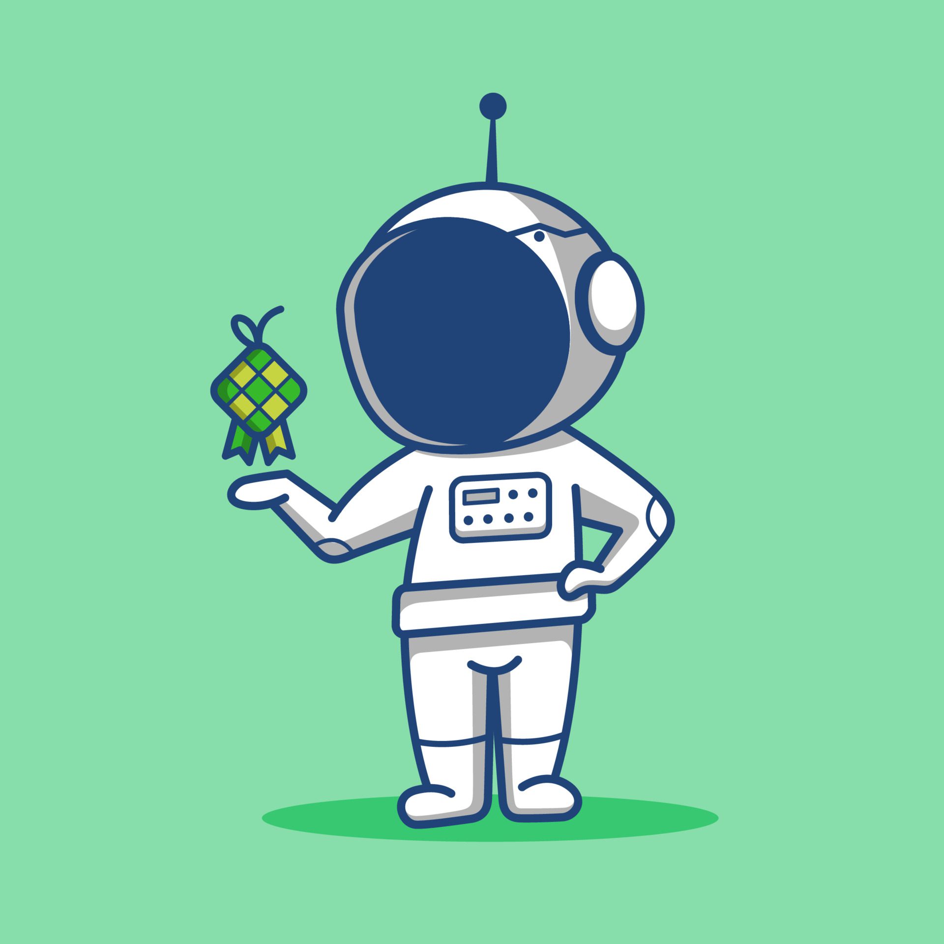 vecteezy cartoon chibi astronaut holding ketupat in hand 8100483